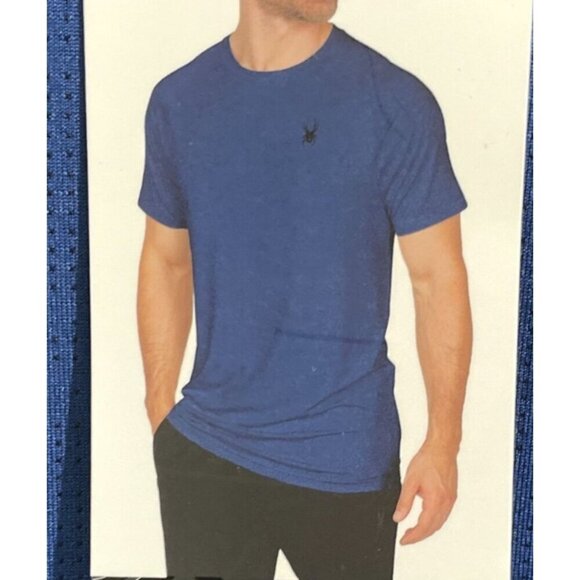 NEW Spyder Active Men's XXL Blue Short Sleeve Shirt Polyester Spandex - Picture 1 of 8